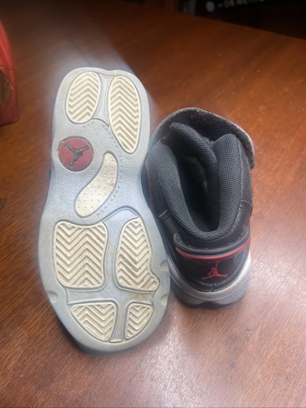 Nike Jordan Toddler's 6 Rings Black Leather Sneakers 323420 064 Size 10C